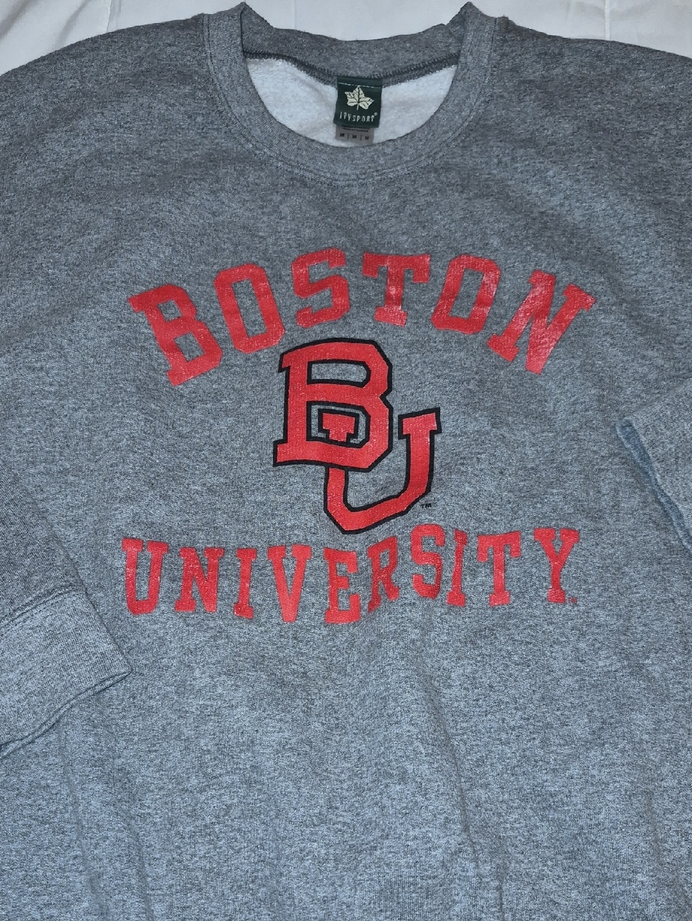 Ivy League Gray Sweatshirt with Red Boston University BU Ivy League